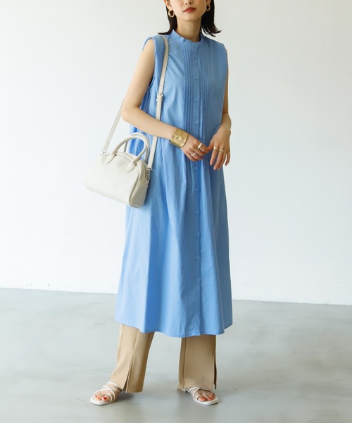 Birthday room（バースデイルーム）の「50ブロードタックノースリーブワンピース（ワンピース・レディース・ホワイト/ライトブルー/ブラック/グリーン・FREE）」の4枚目の写真