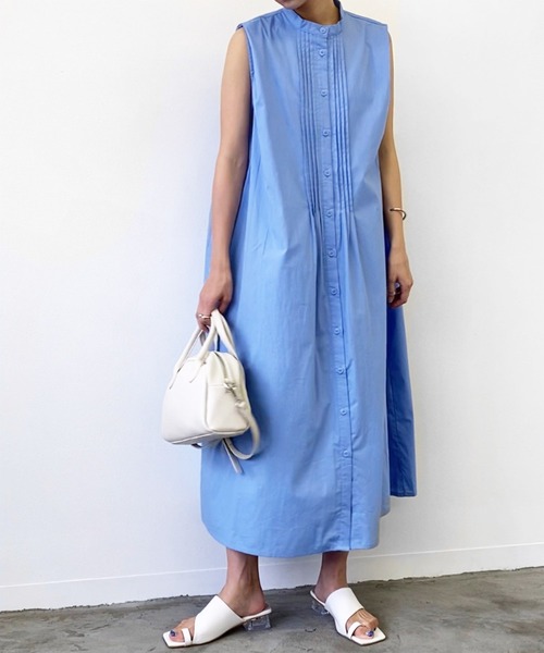 Birthday room（バースデイルーム）の「50ブロードタックノースリーブワンピース（ワンピース・レディース・ホワイト/ライトブルー/ブラック/グリーン・FREE）」の8枚目の写真