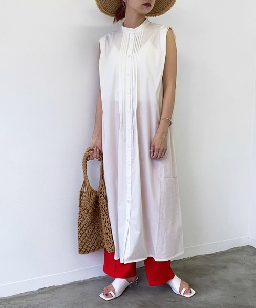 Birthday room（バースデイルーム）の「50ブロードタックノースリーブワンピース（ワンピース・レディース・ホワイト/ライトブルー/ブラック/グリーン・FREE）」の12枚目の写真