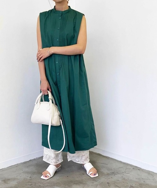 Birthday room（バースデイルーム）の「50ブロードタックノースリーブワンピース（ワンピース・レディース・ホワイト/ライトブルー/ブラック/グリーン・FREE）」の11枚目の写真