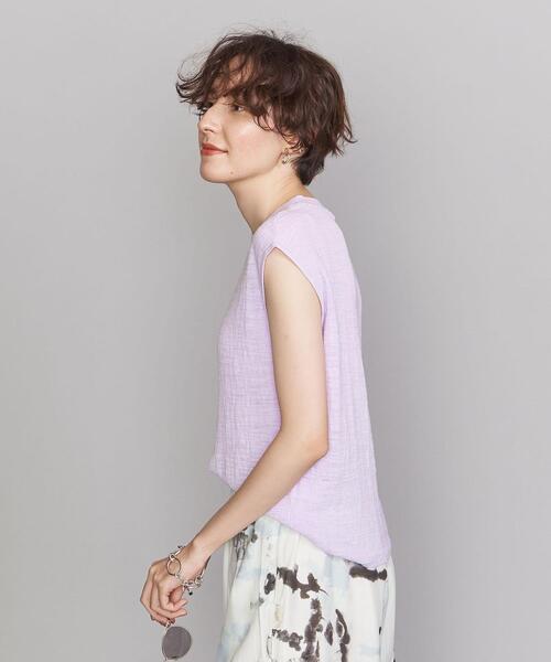 BEAUTY&YOUTH UNITED ARROWS（ビューティーアンドユースユナイテッドアローズ）の「BY スラブクルーネック ノースリーブニット -ウォッシャブル-◆（ニット/セーター・レディース・ホワイト/ブラック/ライラック・FREE）」の5枚目の写真