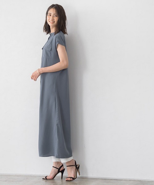 Pierrot(ピエロ)の「フレンチスリーブシャツワンピース(シャツワンピース・レディース・キャメル/ミント/ブルーパープル・L/M)」の20枚目の写真