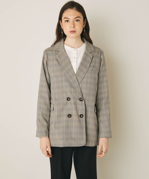 PURIL（ピュリル）の「【PURIL】ダブルブレストテーラードジャケット（テーラードジャケット・レディース・ブラック/グレー系その他/ブラウン系その他・S/M）」の4枚目の写真