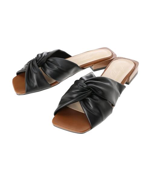 AMERICAN HOLIC（アメリカンホリック）の「ねじりローヒールサンダル　＊●（サンダル・レディース・ブラック/ダークブラウン/グリーン/ライトベージュ・S/M/L）」の12枚目の写真