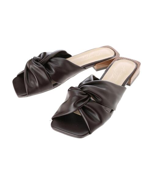 AMERICAN HOLIC（アメリカンホリック）の「ねじりローヒールサンダル　＊●（サンダル・レディース・ブラック/ダークブラウン/グリーン/ライトベージュ・S/M/L）」の14枚目の写真