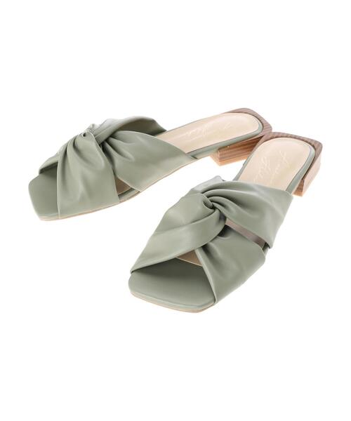 AMERICAN HOLIC（アメリカンホリック）の「ねじりローヒールサンダル　＊●（サンダル・レディース・ブラック/ダークブラウン/グリーン/ライトベージュ・S/M/L）」の4枚目の写真