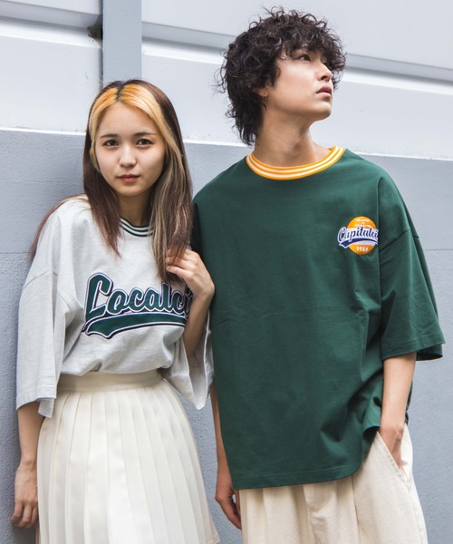 WEGO（ウィゴー）の「WEGO/ヘビーウエイト スタジアムロゴビックシルエット5分袖Tシャツ（Tシャツ/カットソー・メンズ・ダークグリーン/オートミール・MEDIUM/LARGE）」の3枚目の写真