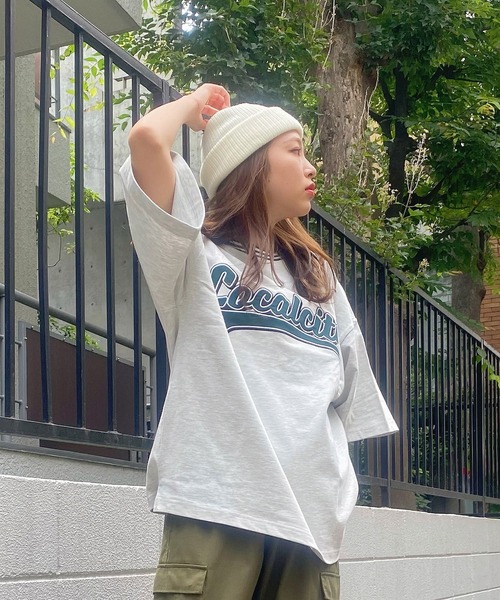 WEGO（ウィゴー）の「WEGO/ヘビーウエイト スタジアムロゴビックシルエット5分袖Tシャツ（Tシャツ/カットソー・メンズ・ダークグリーン/オートミール・MEDIUM/LARGE）」の10枚目の写真