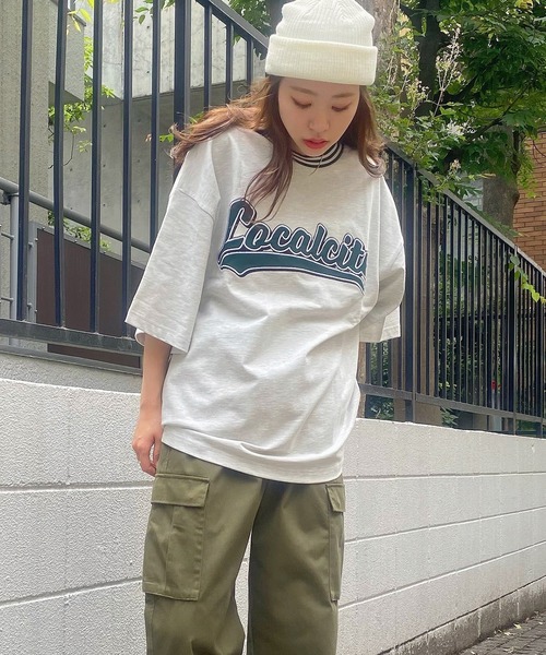 WEGO（ウィゴー）の「WEGO/ヘビーウエイト スタジアムロゴビックシルエット5分袖Tシャツ（Tシャツ/カットソー・メンズ・ダークグリーン/オートミール・MEDIUM/LARGE）」の11枚目の写真