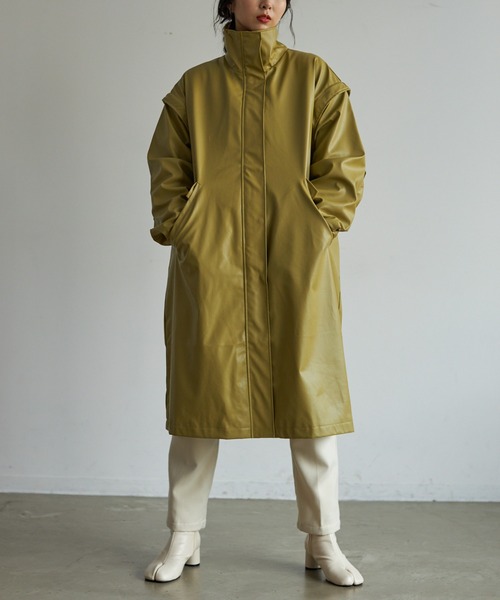 VACANCY(ヴァカンシー)の「ヴィーガンレザーマルチ2wayビックシルエットコート(その他アウター・レディース・ブラック/グリーン/ナチュラル・FREE)」の6枚目の写真