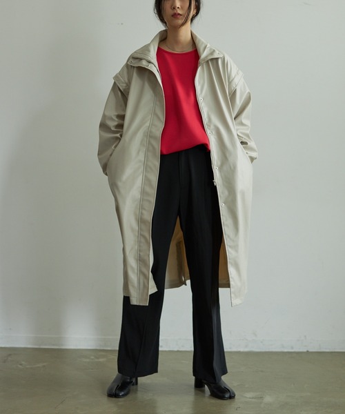 VACANCY(ヴァカンシー)の「ヴィーガンレザーマルチ2wayビックシルエットコート(その他アウター・レディース・ブラック/グリーン/ナチュラル・FREE)」の4枚目の写真