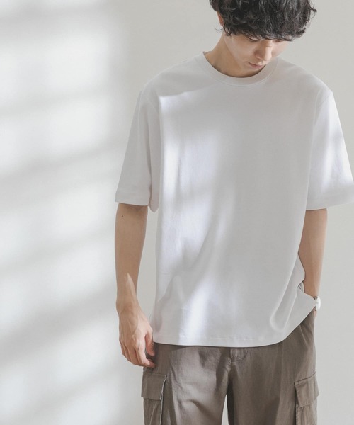 FORK&SPOON(フォークアンドスプーン)の「FORK&SPOON スムースショートスリーブTシャツ(Tシャツ/カットソー・メンズ・グリーン系その他/オフホワイト/ネイビー・5/4)」の2枚目の写真