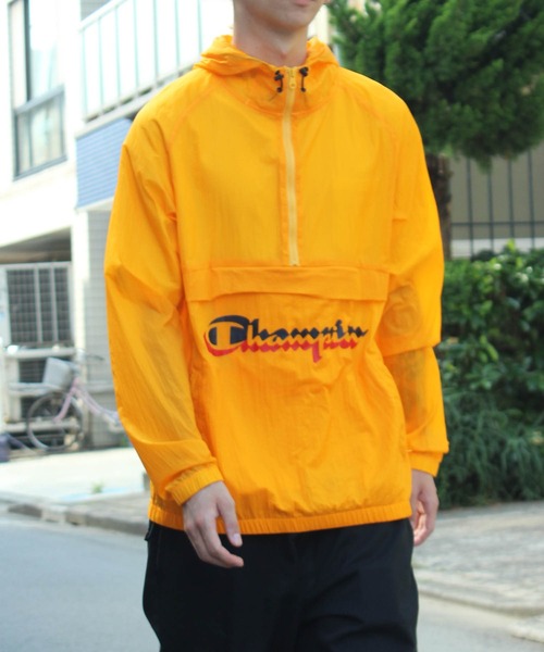 バイカラー champion ハーフジップ アノラック パーカー ウインド 