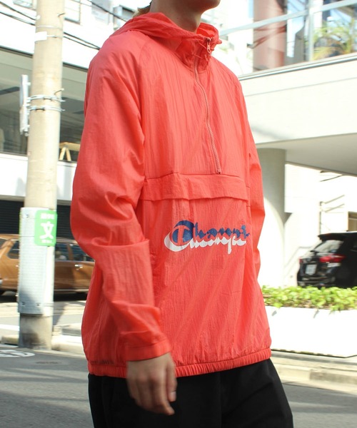 未使用 マンシングウェア◆アノラック ハーフジップ パーカー◆レッド Mサイズ champion プリント スウェット パーカー チャンピオン XL レッド