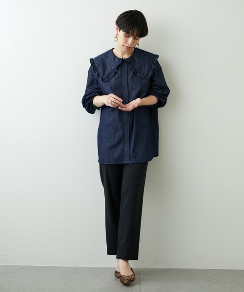 Whim Gazette ウィムガゼット デニムフラットカラーブラウス Whim Gazette(ウィム ガゼット)のDENIMフラットカラーブラウス