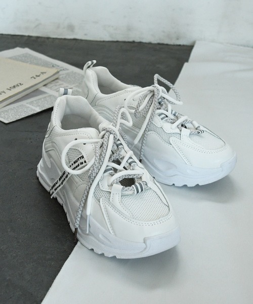 NOFALL（ノーフォール）の「レースアップダッドスニーカー（スニーカー・レディース・ホワイト/パープル/ピンク・LL/3L/SS/S/M/L）」の2枚目の写真