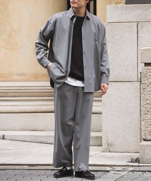 SENSE OF PLACE by URBAN RESEARCH（センスオブプレイスバイアーバンリサーチ）の「『セットアップ対応』カラールーズシャツA（シャツ/ブラウス・メンズ・ライトベージュ/グレー/ブラウン/ホワイト/ブラック・MEDIUM/LARGE）」の4枚目の写真