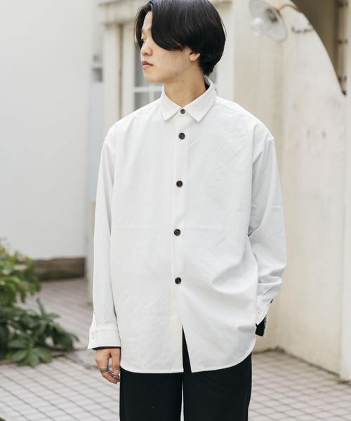 SENSE OF PLACE by URBAN RESEARCH（センスオブプレイスバイアーバンリサーチ）の「『セットアップ対応』カラールーズシャツA（シャツ/ブラウス・メンズ・ライトベージュ/グレー/ブラウン/ホワイト/ブラック・MEDIUM/LARGE）」の6枚目の写真