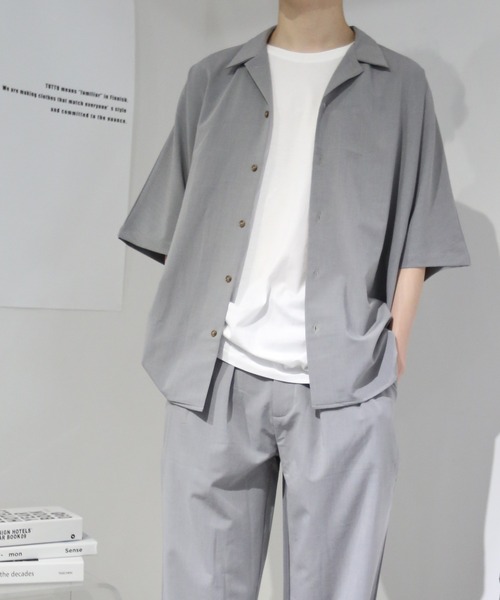 TUTTU（トゥトゥ）の「ルーズシルエット セットアップ 半袖 開襟シャツ&ワイドパンツ（セットアップ・メンズ・ライトグレー/サックスブルー/チャコール・M/L）」の9枚目の写真