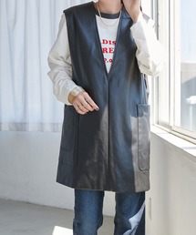 DISCOAT | FレザーVネックベスト(ベスト)