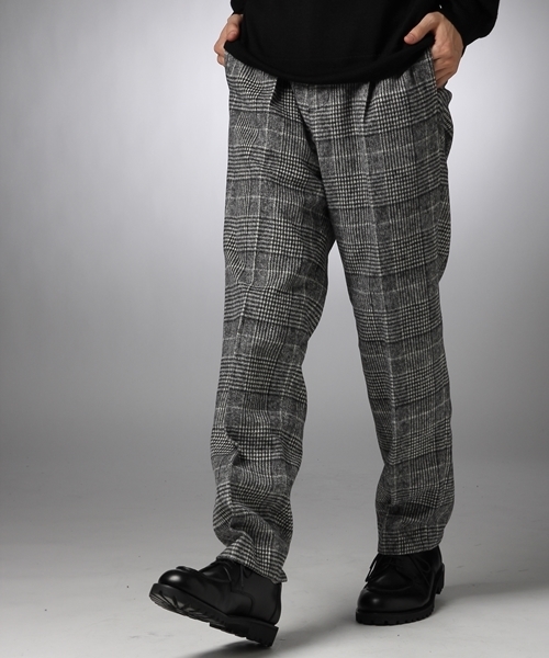 HARE(ハレ)の「ウールチェックパンツ【HARE】(スラックス・メンズ・グレー/ネイビー/ダークネイビー・SMALL/MEDIUM)」の1枚目の写真