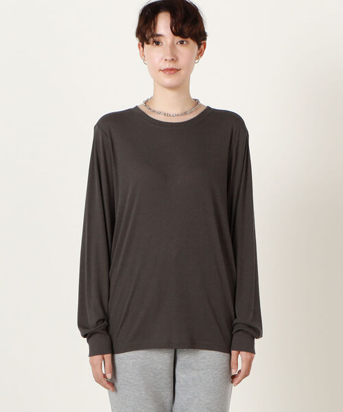 NOLLEY’S(ノーリーズ)の「ヴィンテージフライス・ドレープTシャツ(Tシャツ/カットソー・レディース・ホワイト/チャコールグレー・FREE)」の5枚目の写真