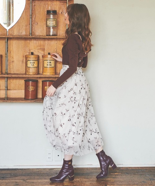 NOELA(ノエラ)の「フロッキーエアリーエアリースカート(スカート・レディース・ブラック/オフホワイト/ラベンダー・S/M)」の15枚目の写真