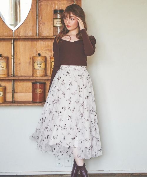 NOELA(ノエラ)の「フロッキーエアリーエアリースカート(スカート・レディース・ブラック/オフホワイト/ラベンダー・S/M)」の8枚目の写真