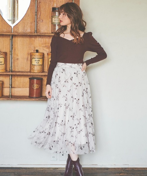 NOELA(ノエラ)の「フロッキーエアリーエアリースカート(スカート・レディース・ブラック/オフホワイト/ラベンダー・S/M)」の6枚目の写真