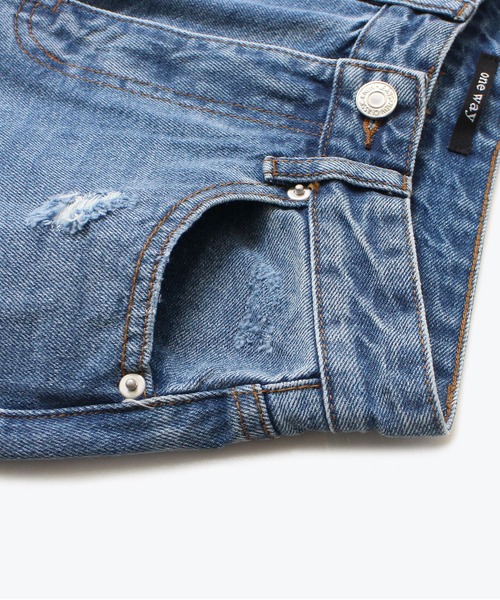 one way(ワンウェイ)の「【oneway Jeans】ダメージロングデニムパンツ(デニムパンツ・レディース・ブラック/ライトブルー・S/M)」の4枚目の写真