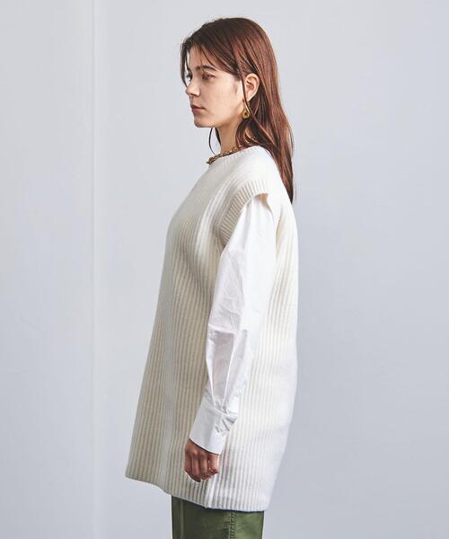 UNITED ARROWS（ユナイテッドアローズ）の「＜UNITED ARROWS＞リブ Ｖネック ベスト RPSP/G◆（ニット/セーター・レディース・オフホワイト/ダークグレー・FREE）」の4枚目の写真
