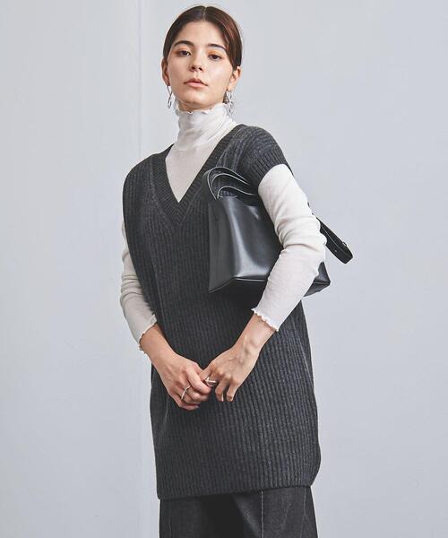 UNITED ARROWS（ユナイテッドアローズ）の「＜UNITED ARROWS＞リブ Ｖネック ベスト RPSP/G◆（ニット/セーター・レディース・オフホワイト/ダークグレー・FREE）」の9枚目の写真