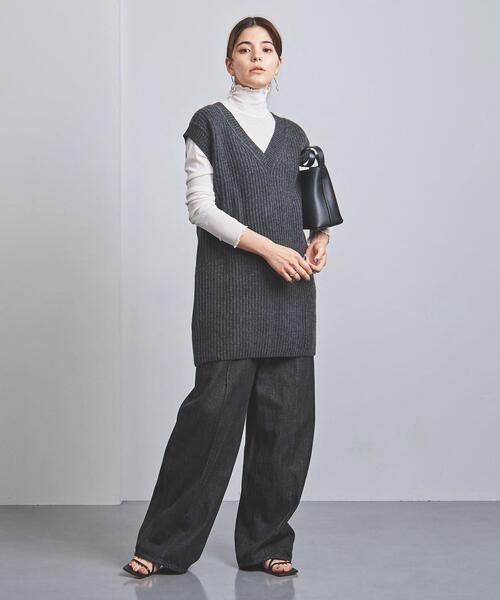 UNITED ARROWS（ユナイテッドアローズ）の「＜UNITED ARROWS＞リブ Ｖネック ベスト RPSP/G◆（ニット/セーター・レディース・オフホワイト/ダークグレー・FREE）」の11枚目の写真