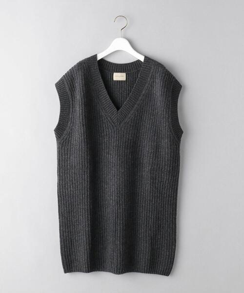 UNITED ARROWS（ユナイテッドアローズ）の「＜UNITED ARROWS＞リブ Ｖネック ベスト RPSP/G◆（ニット/セーター・レディース・オフホワイト/ダークグレー・FREE）」の12枚目の写真