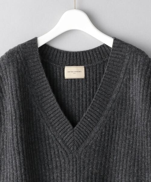 UNITED ARROWS（ユナイテッドアローズ）の「＜UNITED ARROWS＞リブ Ｖネック ベスト RPSP/G◆（ニット/セーター・レディース・オフホワイト/ダークグレー・FREE）」の14枚目の写真
