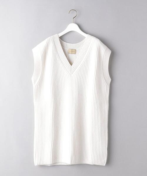 UNITED ARROWS（ユナイテッドアローズ）の「＜UNITED ARROWS＞リブ Ｖネック ベスト RPSP/G◆（ニット/セーター・レディース・オフホワイト/ダークグレー・FREE）」の18枚目の写真