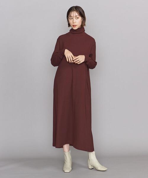 BEAUTY&YOUTH UNITED ARROWS(ビューティーアンドユースユナイテッドアローズ)の「BY コットンフレアタートルネック ワンピース -ウォッシャブル-(ワンピース・レディース・ブラック/ワインレッド/モカ・FREE)」の3枚目の写真