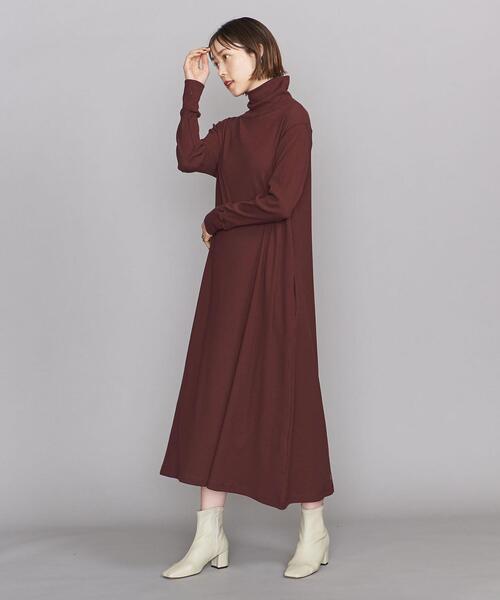 BEAUTY&YOUTH UNITED ARROWS(ビューティーアンドユースユナイテッドアローズ)の「BY コットンフレアタートルネック ワンピース -ウォッシャブル-(ワンピース・レディース・ブラック/ワインレッド/モカ・FREE)」の4枚目の写真