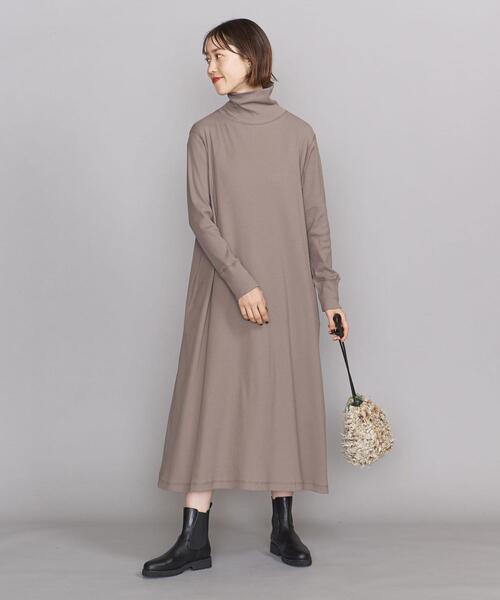 BEAUTY&YOUTH UNITED ARROWS(ビューティーアンドユースユナイテッドアローズ)の「BY コットンフレアタートルネック ワンピース -ウォッシャブル-(ワンピース・レディース・ブラック/ワインレッド/モカ・FREE)」の9枚目の写真