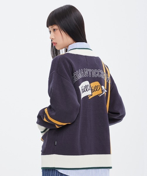 ROMANTIC CROWN（ロマンティッククラウン）の「【ROMANTIC CROWN】RC CLUB KNIT CARDIGAN / ロマンティッククラウン RC クラブ ニット カーディガン（カーディガン/ボレロ・メンズ・ネイビー/オートミール・SMALL/MEDIUM/LARGE）」の7枚目の写真