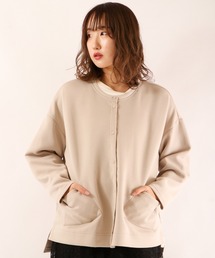 【Laliberte】ストレッチポンチ クルーネックカーディガン