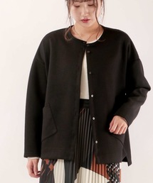【Laliberte】ストレッチポンチ クルーネックカーディガン
