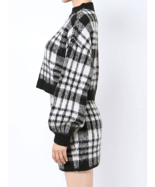 GYDA（ジェイダ）の「【セットアップ】CHECK PATTERN SHORT ニットトップス（ニット/セーター・レディース・ブラック/ベージュ・FREE）」の20枚目の写真