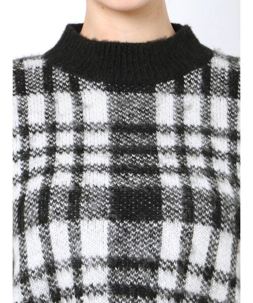 GYDA（ジェイダ）の「【セットアップ】CHECK PATTERN SHORT ニットトップス（ニット/セーター・レディース・ブラック/ベージュ・FREE）」の13枚目の写真