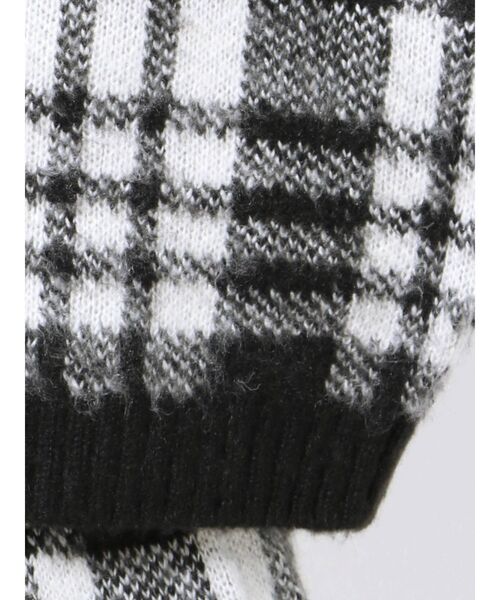 GYDA（ジェイダ）の「【セットアップ】CHECK PATTERN SHORT ニットトップス（ニット/セーター・レディース・ブラック/ベージュ・FREE）」の6枚目の写真