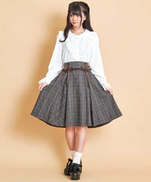 Secret Honey（シークレットハニー）の「サイドレースアップミディ丈スカート（スカート・レディース・ブラウン/グレー・MEDIUM/MEDIUM/TALL）」の14枚目の写真