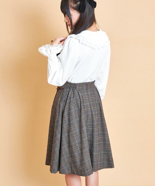 Secret Honey（シークレットハニー）の「サイドレースアップミディ丈スカート（スカート・レディース・ブラウン/グレー・MEDIUM/MEDIUM/TALL）」の4枚目の写真