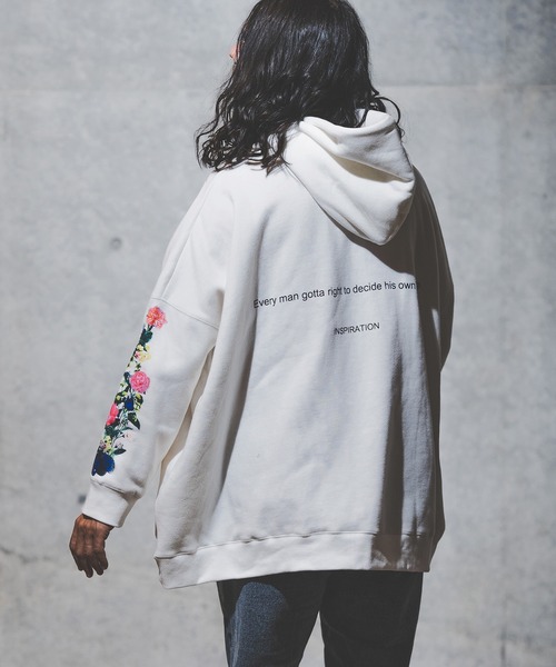 GLIMCLAP(グリムクラップ)の「mpa2710-Back side brushed sweat material printed design hoodie パーカー(パーカー・メンズ・オフホワイト/ブラック・S/M/L)」の18枚目の写真