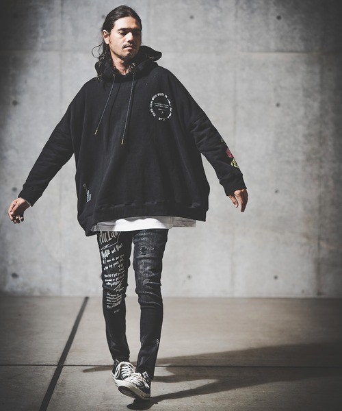 GLIMCLAP(グリムクラップ)の「mpa2710-Back side brushed sweat material printed design hoodie パーカー(パーカー・メンズ・オフホワイト/ブラック・S/M/L)」の22枚目の写真
