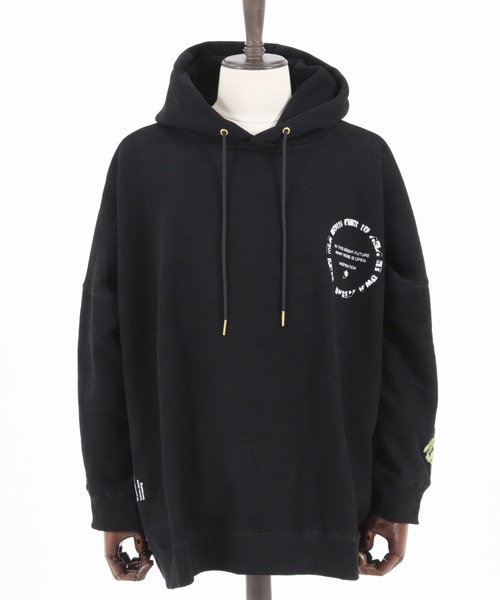 GLIMCLAP(グリムクラップ)の「mpa2710-Back side brushed sweat material printed design hoodie パーカー(パーカー・メンズ・オフホワイト/ブラック・S/M/L)」の13枚目の写真